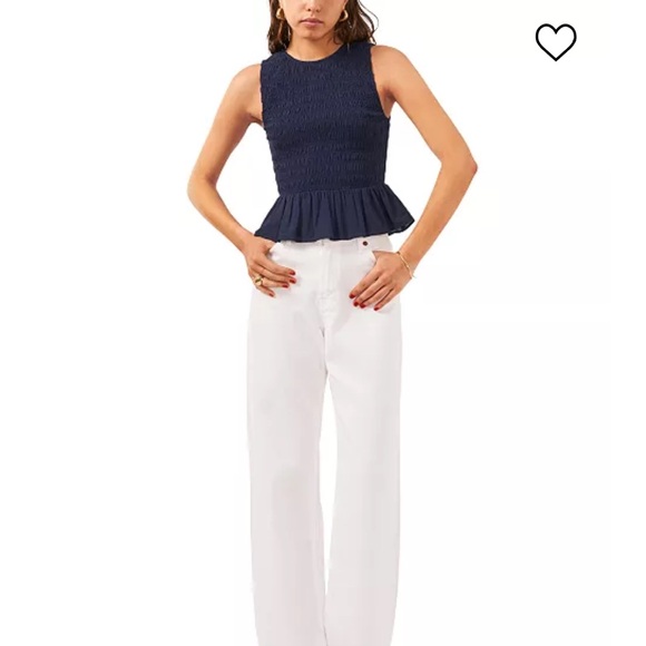 NWT Navy Peplum Shirt - Picture 3 of 7